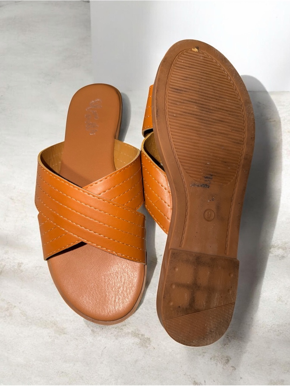 Olivia Miller Classic Tan Crossband Slide Sandals - Women - Picture 3 of 3